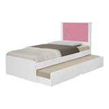 Bicama C Cama Auxiliar Bibox Solteiro Branco E Rosa
