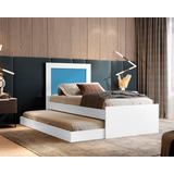 Bicama C Cama Auxiliar Bibox Solteiro Luara branco E Azul