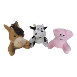 Bichinhos De Pelucia Fazendinha 3 Peças Vaca Cavalo Porco