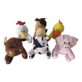 Bichinhos De Pelúcia Fazendinha 6 Pç Vaca Porco Galinha Pato