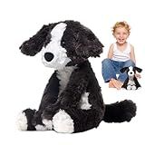 Bicho De Pelúcia Para Cachorro Preto E Branco- Brinquedo Border Collie Realista - Brinquedo Animal Preto E Branco Realista - Brinquedo Macio Para Brincar De Cachorro De Pelúcia Para Crianças- Crianças