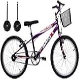 Bicicleta Aro 20 Bike Infantil Meninas Feminina Cesta E Rodinhas Saidx Violeta 