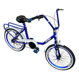 Bicicleta Aro 20 Tipo Monareta Antiga Retrô Aero Capacete Cor Azul Tamanho Do Quadro Único