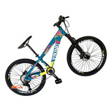 Bicicleta Aro 26 8v Cambio Shimano Essa K7 Freio Hidráulico Cor Azul amarelo Tamanho Do Quadro M