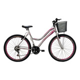 Bicicleta Aro 26 Athor Musa Mtb 18 Marchas Branco Rosa Cesto Cor Branco rosa Tamanho Do Quadro 18