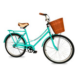Bicicleta Aro 26 Feminina Cesta Bike Passeio Vintage Retrô Cor Verde claro Tamanho Do Quadro 17