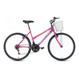 Bicicleta Aro 26 Freios V-brakes Câmbios Houston Foxer Maori Cor Rosa-pink/c/cesta-prata