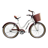 Bicicleta Aro 26 Ntz Urbana Retro Vintage Com Cesta Pet Cor Bege E Marrom Tamanho Do Quadro M