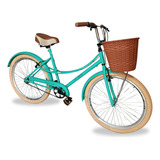 Bicicleta Aro 26 Paralama Pneu Bege Ceci Retro Bike Passeio Cor Verde claro Tamanho Do Quadro 15