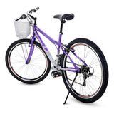 Bicicleta Aro 26 V brake 21 Marcha Roxo prata Velora Houston