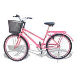 Bicicleta Aro 26 Wendy Modelo Poti Com Cesta Cores Cor Rosa