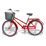 Bicicleta Aro 26 Wendy Modelo Poti Com Cesta Cores Cor Vermelho