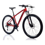 Bicicleta Aro 29 Deeper Shimano Vemelho 19 24v Freio Hidráulico Suspensão Com Trava Cubos De Alumínio K7 Com Rolamento Blindado