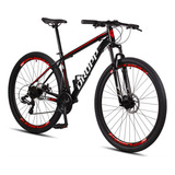 Bicicleta Aro 29 Dropp Sw 24v Câmbio Shimano Mtb Alumínio Cor Preto E Vermelho Tamanho Do Quadro 19