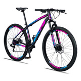 Bicicleta Aro 29 Dropp Z3 Câmbio Shimano 21 Vel Freio Discos Cor Preto azul E Rosa Tamanho Do Quadro 17