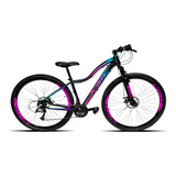 Bicicleta Aro 29 Feminina Ksw Aluminio 21 Marchas Mtb Cor Preto pink azul Tamanho Do Quadro 17