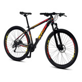 Bicicleta Aro 29 Krw Alum 27v Shimano Acera Hidráulico S30 Cor Preto amarelo E Vermelho