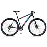Bicicleta Aro 29 Krw Alumínio 24 Vel Freio A Disco X32 Cor Preto Rosa E Azul Tamanho Quadro 17