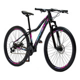 Bicicleta Aro 29 Krw Alumínio Shimano 21 Vel Suspensão S6 Cor Preto rosa E Azul