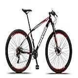 Bicicleta Aro 29 Ravok Alumínio 24v Câmbios Shimano Freio A Disco Com Suspensão 15 Preto E Vermelho 