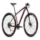 Bicicleta Aro 29 Sutton Gold 24V Freio A Disco Quadro De Alumínio 24 Marchas Com Suspensão Cor Preto E Vermelho Tamanho 21