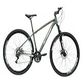 Bicicleta Bike Aro 29 KSW XLT 200 MTB Alumínio 21V Marchas Rapid Fire Cabeamento Superior Interno Verde Militar Fosco 17 