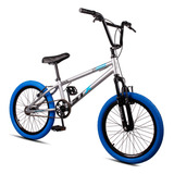 Bicicleta Bmx Infantil Stx Suspensão Full V brek Aro Aero 20 Cor Prata Pneu Azul Tamanho Do Quadro S