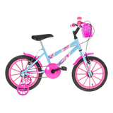 Bicicleta De Passeio Infantil Ultra Bikes Ultra Kids T Aro 16 10 Freios V brakes Cor Azul bebê rosa Com Rodas De Treinamento
