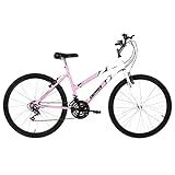 Bicicleta De Passeio Ultra Bikes Esporte Bicolor Aro 24 Reforçada Freio V Brake 18 Marchas Feminina Rosa Bebê Branco