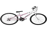 Bicicleta De Passeio Ultra Bikes Esporte Bicolor Aro 26 Reforçada Freio V Brake 18 Marchas Feminina Rosa Branco