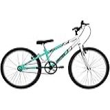 Bicicleta De Passeio Ultra Bikes Esporte Bicolor Rebaixada Aro 24 Reforçada Freio V Brake Sem Marcha Verde Anis Branco