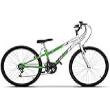 Bicicleta De Passeio Ultra Bikes Esporte Bicolor Rebaixada Aro 26 Reforçada Freio V Brake 18 Marchas Verde Kw Branco