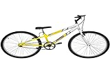 Bicicleta De Passeio Ultra Bikes Esporte Bicolor Rebaixada Aro 26 Reforçada Freio V Brake Sem Marcha Amarelo Branco