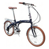 Bicicleta Dobrável Eco 6 Vel C Descanso Lateral Cor Azul