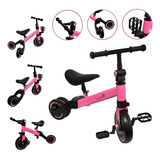 Bicicleta Equilíbrio Infantil 3 Em 1 Balance E Triciclo Cor Rosa