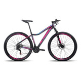 Bicicleta Feminina Alfameq Pandora Aro 29 Câmbio Shimano 21v Cor Preto rosa azul Tamanho Do Quadro 15