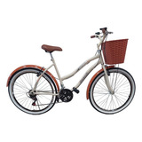Bicicleta Feminina Aro 26 C 18 Marchas Retro Beach C Cesta