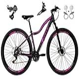 Bicicleta Feminina Aro 29 Ksw Mwza 24v Câmbios Shimano Freios Hidráulicos Garfo Com Suspensão 17 Preto Rosa