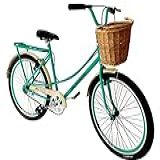 Bicicleta Feminina Com Cesta Vime Aro 26 Vintage Retrô Mary