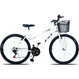 Bicicleta Feminina Forss Anny Aro 26 C cestinha 18 Marchas Cor Branco