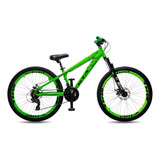Bicicleta Freeride Krw Aro 26 Freio A Disco 24 Velocidades Cor Verde preto