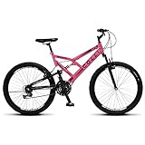 Bicicleta GPS Aro 26 Aço 21 Marchas Dupla Suspensão Freio V Brake Rosa Neon Colli Bike