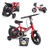 Bicicleta Infantil Aro 12 Com Rodinhas Cestinha Freio Seguro Quadro Triangular Vermelho Ideal Para Crianças Conforto E Segurança