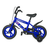 Bicicleta Infantil Aro 12 Conect Brinq Azul Com Rodinhas De Apoio E Segurança