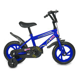 Bicicleta Infantil Aro 12 Conect Brinq Azul Com Rodinhas De Apoio E Segurança