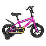 Bicicleta Infantil Aro 12 Conect Brinq Rosa Com Rodinhas De Apoio E Segurança