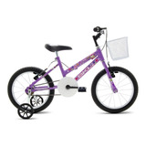 Bicicleta Infantil Bkl Bikes Lady Girl Aro 16 Freios V brakes Cor Violeta Com Rodas De Treinamento