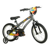 Bicicleta Infantil Infantil Athor Baby Boy 2023 Aro 16 Freios V brakes Cor Cinza Com Rodas De Treinamento