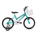 Bicicleta Infantil Infantil Bkl Bikes Lady Girl Aro 16 Freios V brakes Cor Verde água Com Rodas De Treinamento