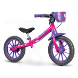 Bicicleta Infantil S Pedal Equilíbrio Balance Rosa02 Nathor